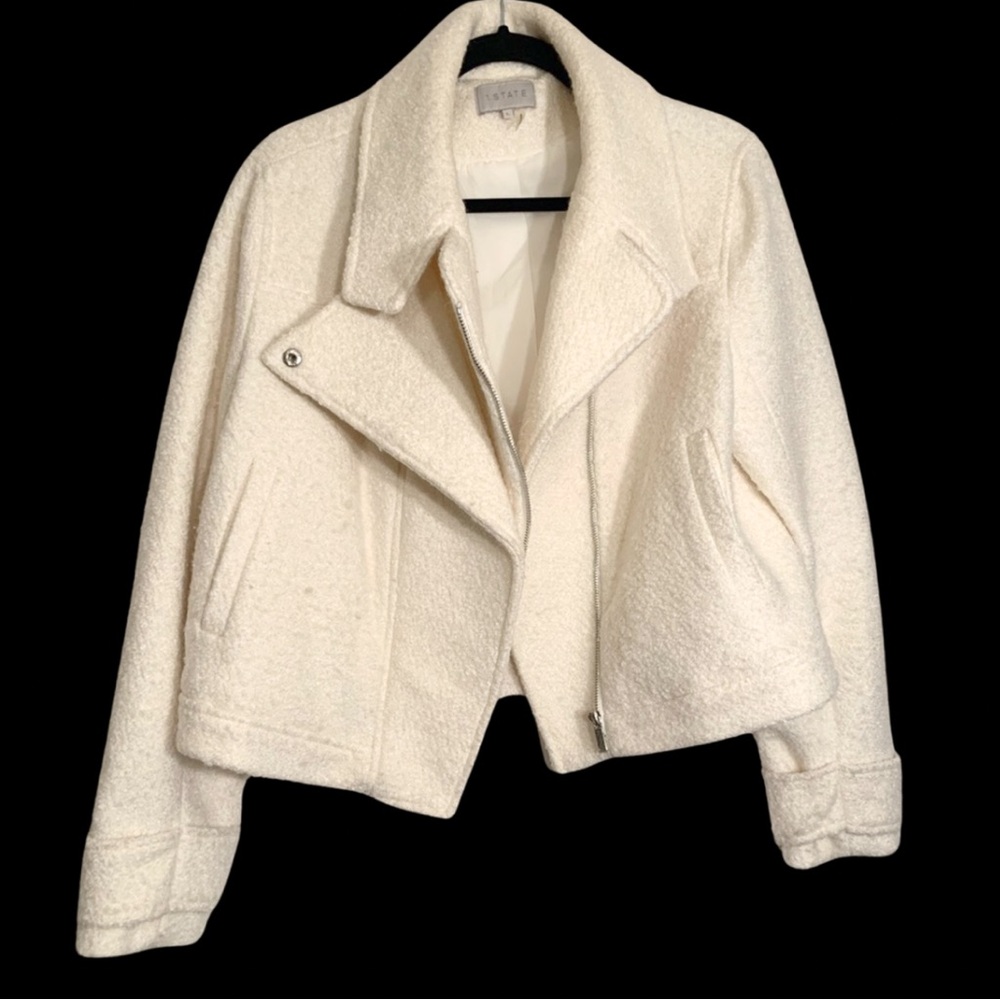 ❗️1. State White / Cream Color Heavy Weight Sherpa Jacket Size Large